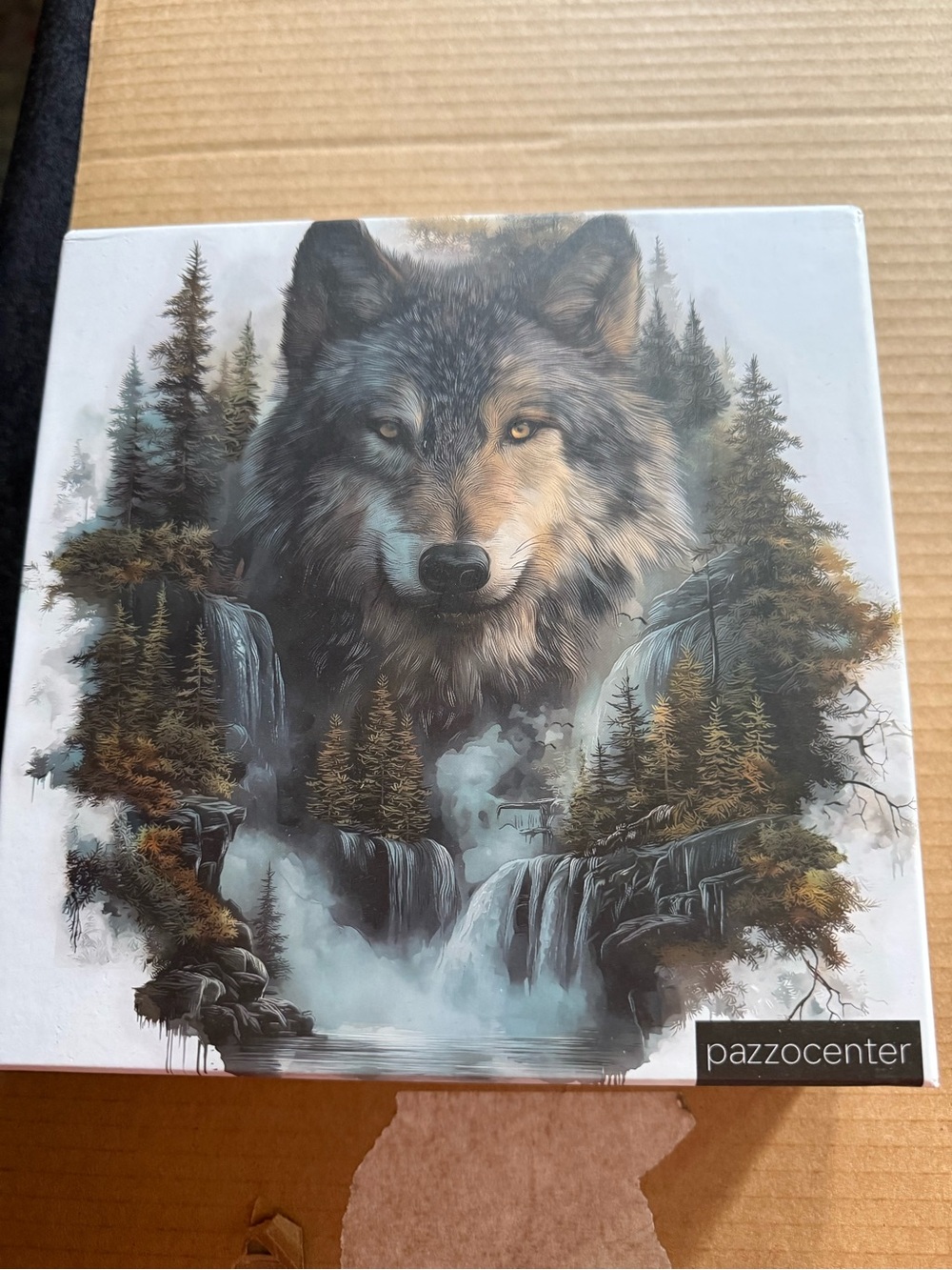 PAZZO Wolf & Waterfall Scenic puzzle in Gray and Brown Tones